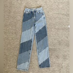 Pacsun Multicolored Striped Wide Leg Denim Jeans